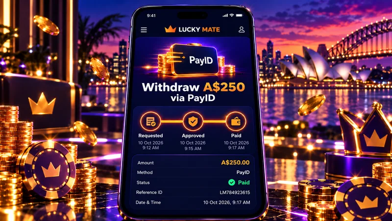 Lucky Mate cashier screen with a pending withdrawal request and its processing status